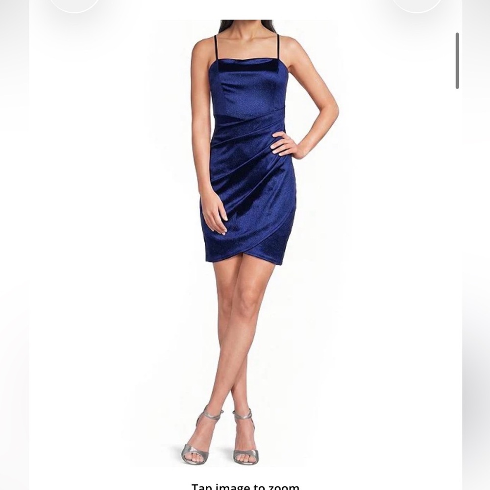 Honey and Rosie Navy Satin Mini Dress – Medium